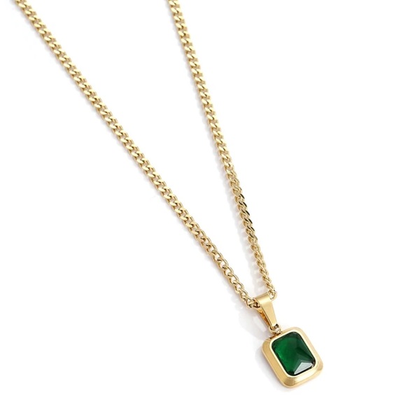 Grathia Cero Jewelry - Gold Plated Green Zircon Necklace